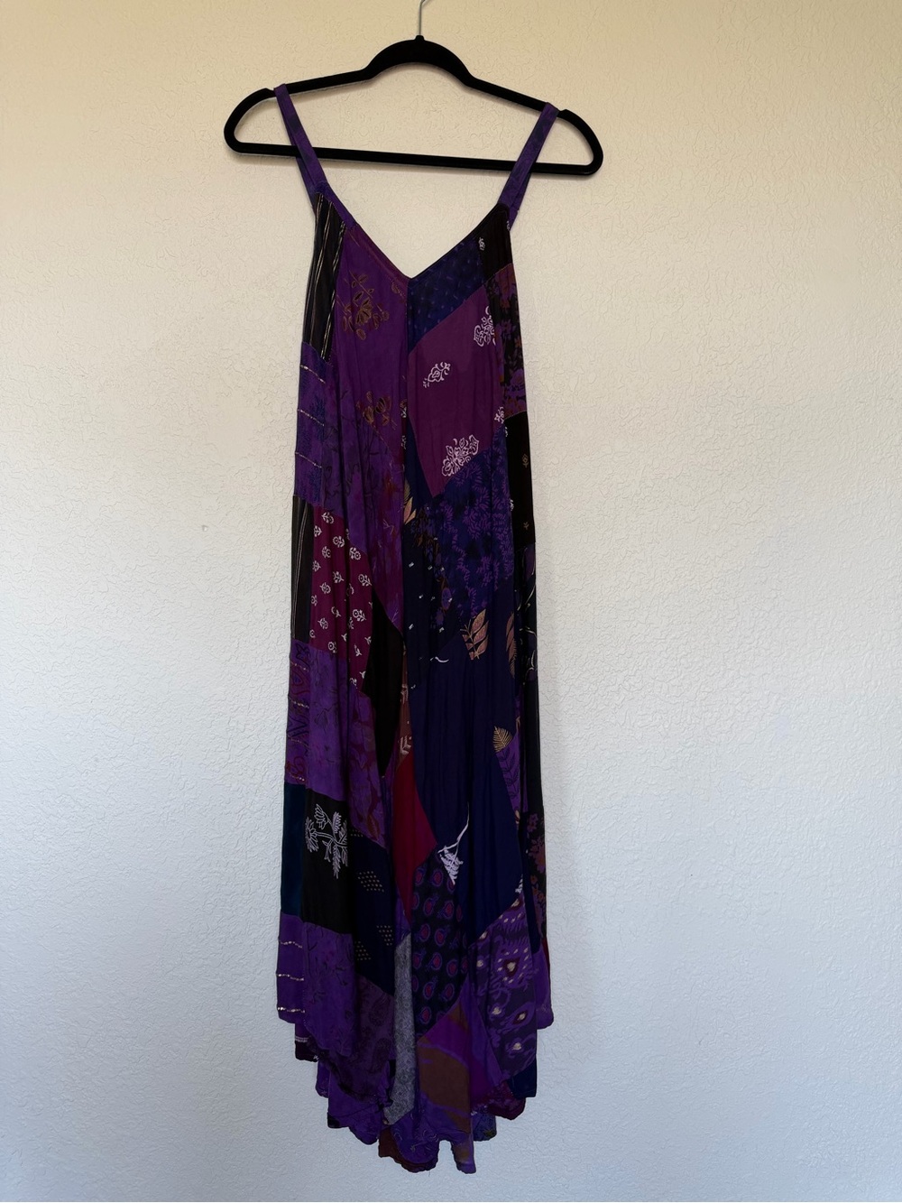Purple Patchwork Jumpsuit - Sleeveless V-Neck